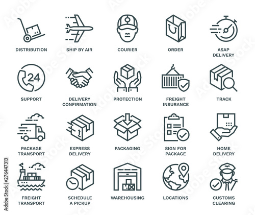 Cuadros en Lienzo Delivery Icons, Monoline concept