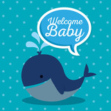 Fototapeta Pokój dzieciecy - chat bubble message and whale decoration