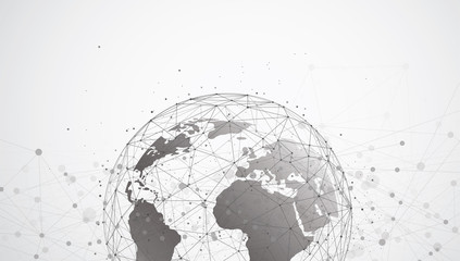 Poster - Global network connection. World map point and line composition concept of global business. Vector Illustration