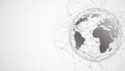 Poster - global network connection. world map point and line composition concept of global business. vector i