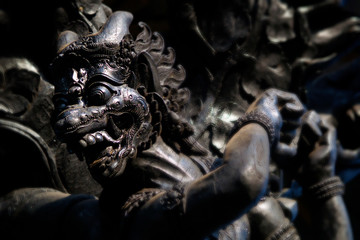  Stone carved statue of Barong in hindu temple in Bali-Indonesia