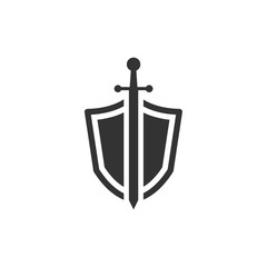 Poster - shield icon template black color editable. sword conception with shield symbol vector sign isolated on white background. Simple logo vector illustration for graphic and web design.