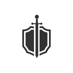 Poster - shield icon template black color editable. sword conception with shield symbol vector sign isolated on white background. Simple logo vector illustration for graphic and web design.