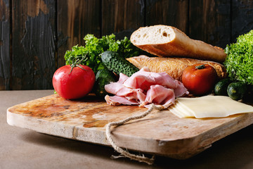 Wall Mural - Ingredients for making sandwich