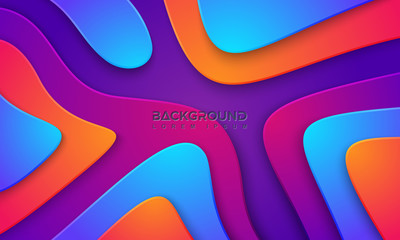 Poster - Wavy colorful background with 3D style. Modern liquid background. Abstract textured background with mixing pink,purple, blue, and orange color. Eps10 vector illustration.