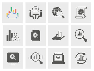 Poster - data analysis icon set. illustrations isolated for graphic and web design.