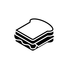 Sandwich black icon on white background. Fastfood illustration