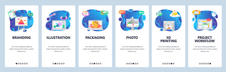 Website and mobile app onboarding screens vector template