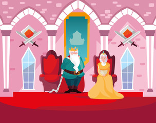 Sticker - king and queen in the castle fairytale