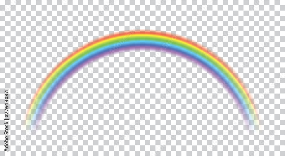Rainbow icon realistic. Perfect icon isolated on transparent background - stock vector. - obrazy, fototapety, plakaty 