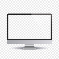 Poster - monitor with white display and shadow, front view - stock vector.