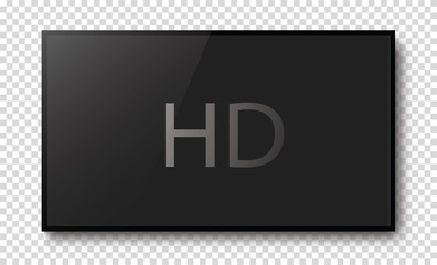 Poster - realistic black hd television screen on a isolated baskgound. 3d blank tv led monitor - stock vector