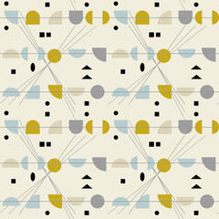 Poster - Abstract geometric vector seamless pattern inspired by mid-century modern fabrics.