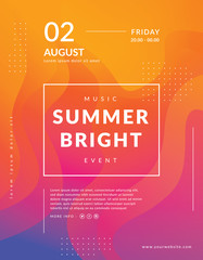 summer poster event template. colorful geometric background. fluid shapes composition. modern event 