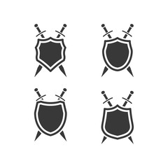 Poster - shield icon set symbol template black color editable. Simple logo vector illustration for graphic and web design.