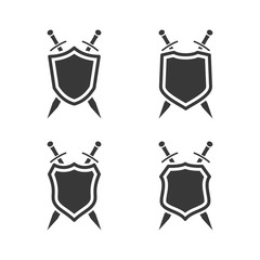 Poster - shield icon set symbol template black color editable. Simple logo vector illustration for graphic and web design.