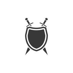 Poster - shield icon template black color editable. sword conception with shield symbol vector sign isolated on white background. Simple logo vector illustration for graphic and web design.