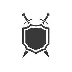 Poster - shield icon template black color editable. sword conception with shield symbol vector sign isolated on white background. Simple logo vector illustration for graphic and web design.