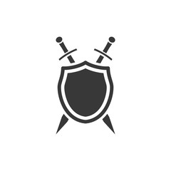 Poster - shield icon template black color editable. sword conception with shield symbol vector sign isolated on white background. Simple logo vector illustration for graphic and web design.