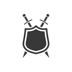 Poster - shield icon template black color editable. sword conception with shield symbol vector sign isolated on white background. Simple logo vector illustration for graphic and web design.