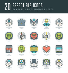Poster - Line icons set trendy modern flat thin linear stroke vector essentials objects concept.