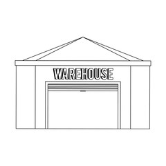 Sticker - Warehouse storage building empty isolated in black and white