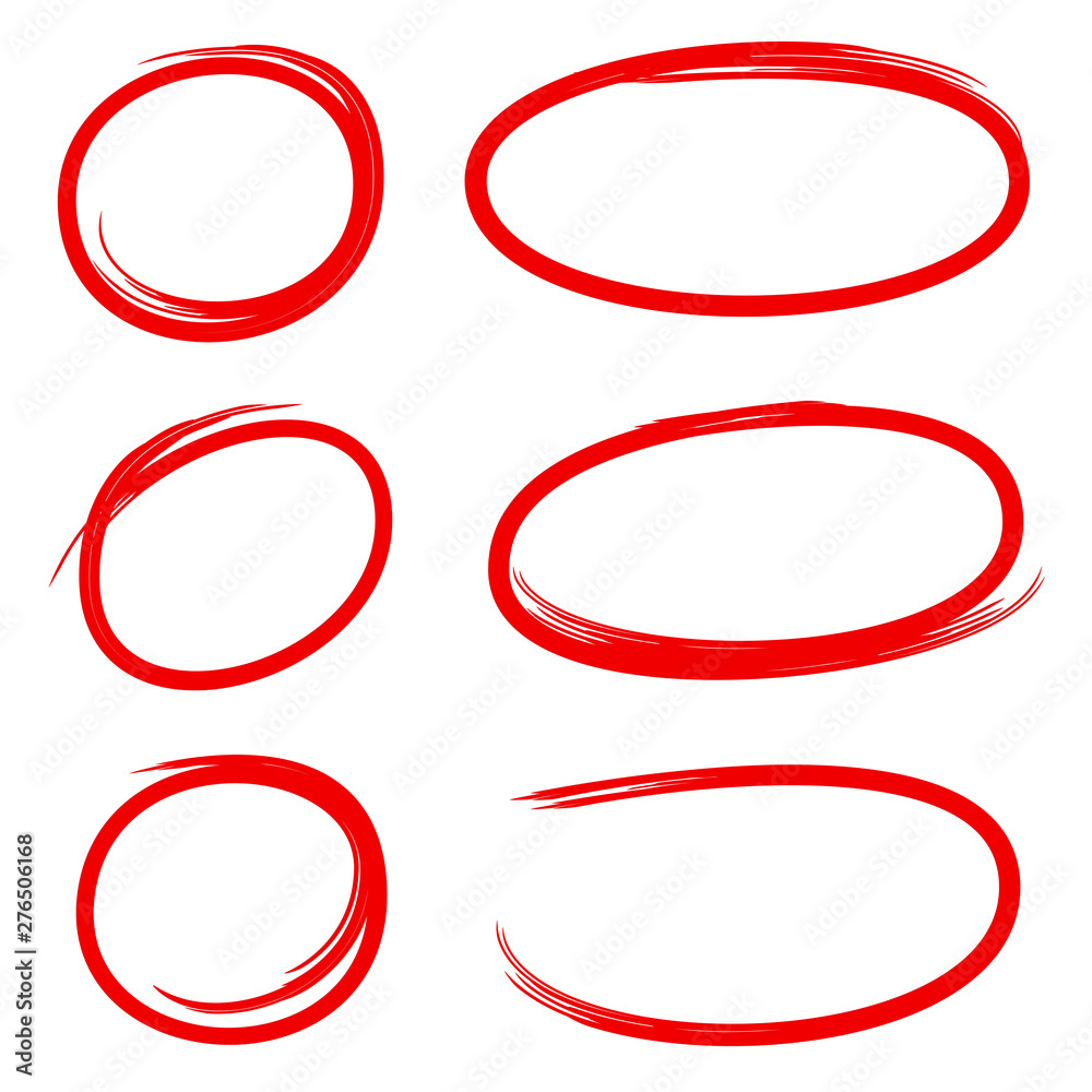 red hand drawn circle highlighter for marking text Stock Vector | Adobe ...