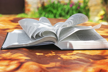 Wall Mural - An open Bible on the table. The book of life