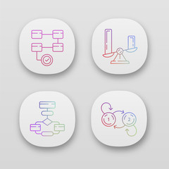 Canvas Print - Diagram concepts app icons set. Activity, comparison, flow, state charts. Statistics data and process visualization. UI/UX user interface. Web or mobile applications. Vector isolated illustrations