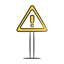 Warning Signage Icon Yellow Hand Drawn Theme