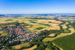 Aerial photograph, Agricultural area, Meadows, fields of cereals, villages, fields, forests. Wetterau, Hochtaunuskreis, Hesse, Germany