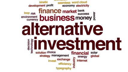 Canvas Print - Alternative investment animated word cloud. Kinetic typography.