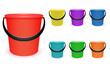 Set multi-colored household plastic buckets