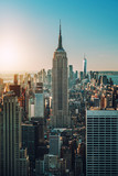 Fototapeta  - view of Manhattan skyline and skyscrapers at sunrise, New York 