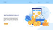 © TeraVector - Flat Landing Page Presenting Multicurrency Wallet