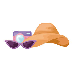 Sticker - camera with hat female and sunglasses