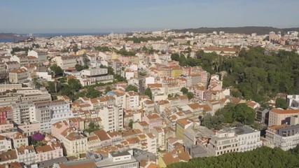 Wall Mural - Lisbon from above, Portugal, Europe aerial city view 4k drone