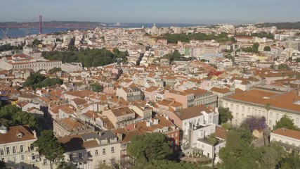 Wall Mural - Lisbon from above, Portugal, Europe aerial city view 4k drone