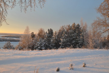 winter sunset in Siberia