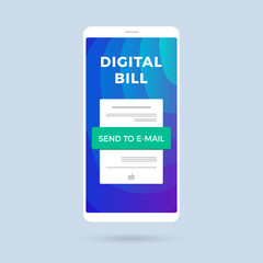 Aufkleber - Digital Bill flat vector concept icon of mobile payment, shopping, internet-banking. Electronic Invoice on the mobile screen.