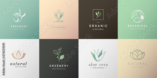 Fotografía Set of natural and organic logo in modern design