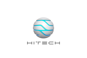 Fototapete - hi-tech sci-fi technology sphere circle logo abstract design vector template. global network telecom