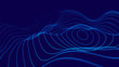© Vadym - Wave 3d. 3D blue glowing abstract background. Abstract background with a dynamic wave. Big data visualization. 3d rendering.