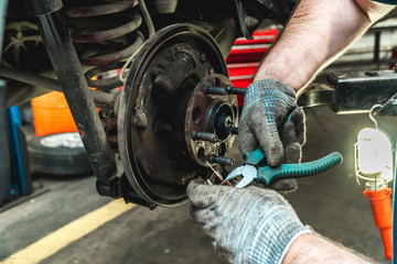 Photo of repair of a running gear of the car hands