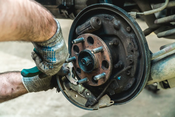 Photo of repair of a running gear of the car hands