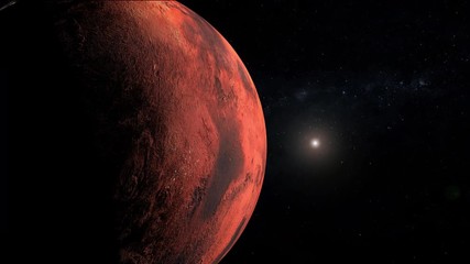 Wall Mural - Red planet Mars colony night lights of city settlement on new earth extraterrestrial life. Contain public domain image by Nasa