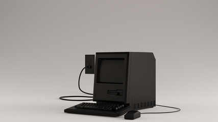 Black Vintage Computer Keyboard and Mouse 3d illustration 3d render
