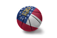 Basketball Ball With The Flag Of Georgia State On The White Background