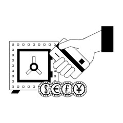 Sticker - Strongbox and hand with credit card and coins