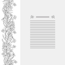 Seamless Border And Card Template With Hand Drawn Oleander Flower With Branches And Leaves Vector Illustration